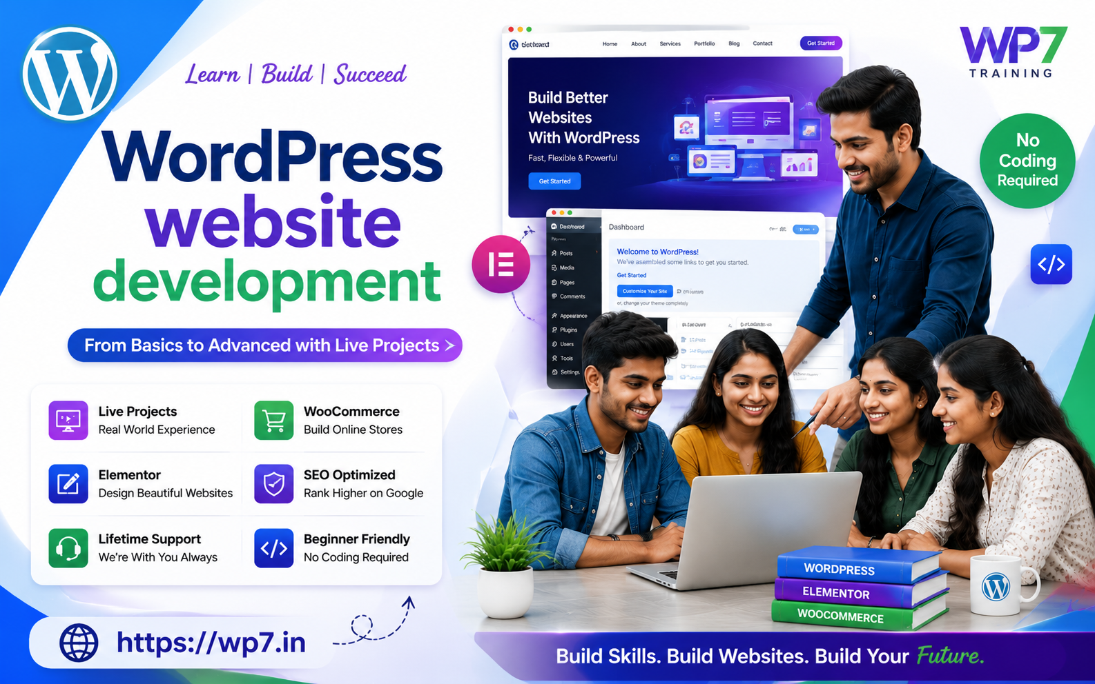wordpress-course-students-learning Students learning WordPress website development